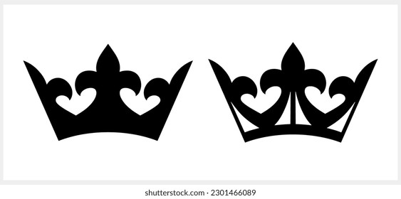 Doodle crown icon isolated. Stencil clipart. Vector stock illustration. EPS 10