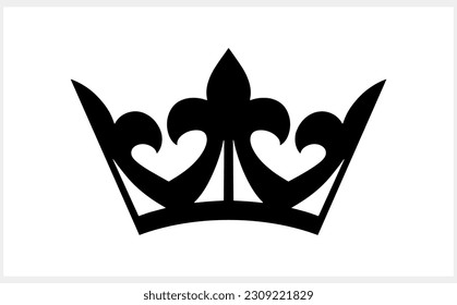 Doodle crown icon isolated. Stencil clipart. Vector stock illustration. EPS 10