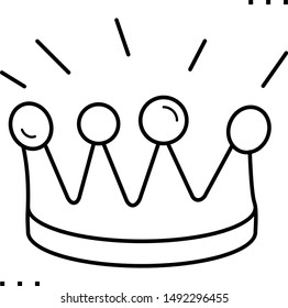Doodle crown icon in outline style