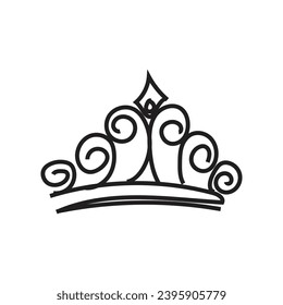 Doodle crown, Line art king or queen crown sketch