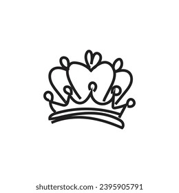 Doodle crown, Line art king or queen crown sketch