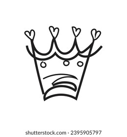 Doodle crown, Line art king or queen crown sketch