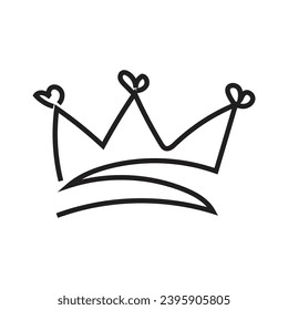 Doodle crown, Line art king or queen crown sketch