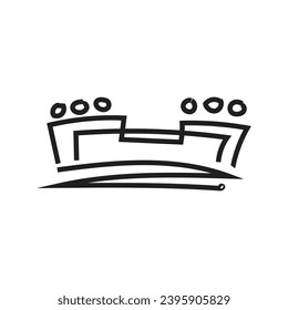 Doodle crown, Line art king or queen crown sketch