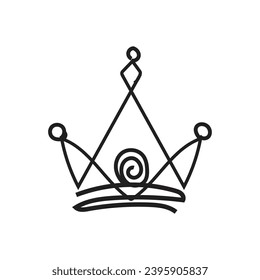 Doodle crown, Line art king or queen crown sketch