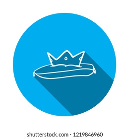 doodle crown on a pillow icon with long shadow