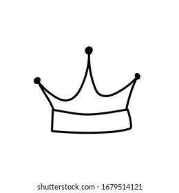 
El Doodle corona sobre un fondo blanco de estilo bonito. Simple ilustración vectorial.