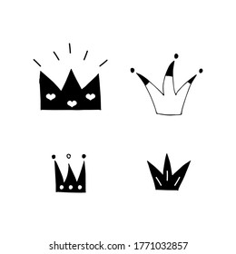 Doodle crown set. hand drawn of a kite isolated on a white background. Vector illustration