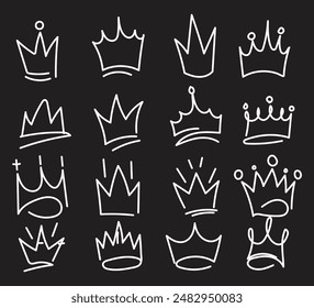 Doodle Crown Set Hand Drawn Illustration vector