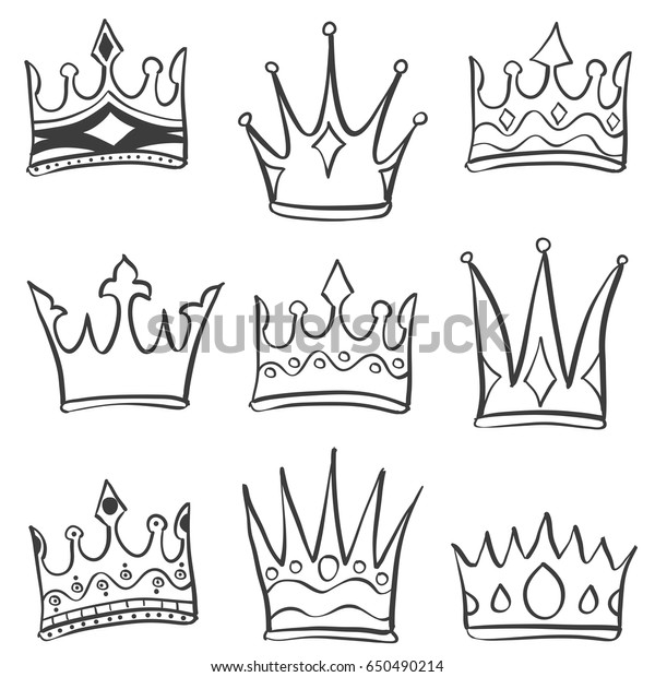 Doodle Crown Various Sketch Collection Stock Vector (Royalty Free ...