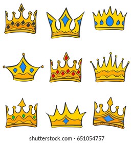 Doodle of crown various style collection