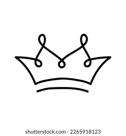 Doodle crowns. Line art king or queen crown sketch vector illustration