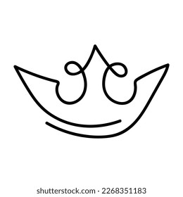 Doodle crowns. Line art king or queen crown sketch vector illustration
