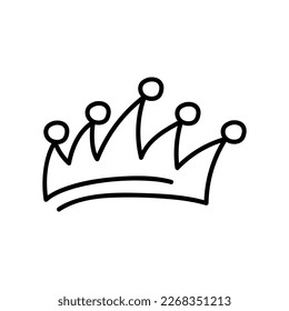 Doodle crowns. Line art king or queen crown sketch vector illustration