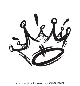 Doodle crowns. Line art king or queen crown sketch, fellow crowned heads tiara, beautiful diadem and luxurious decals vector illustration set. Royal head accessories linear collection