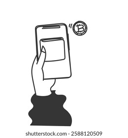 doodle crypto wallet illustration vector