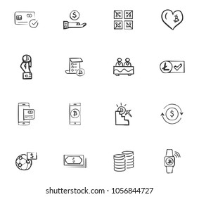 Doodle Cryptocurrency icons set for website design