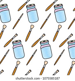 doodle crystal bottle object and paintbrushes background