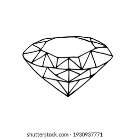 doodle crystal drawing - realistic vector. hand drawn diamond vector illustration