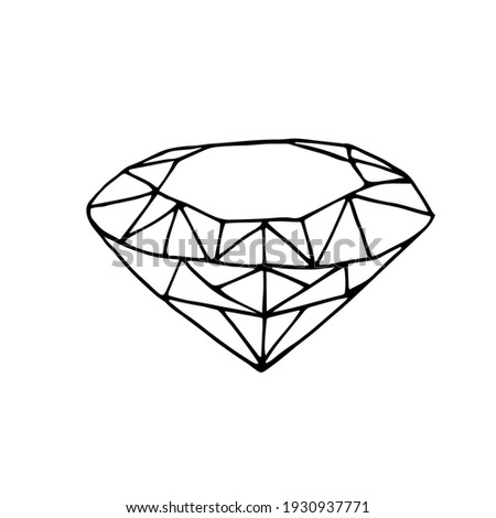 doodle crystal drawing - realistic vector. hand drawn diamond vector illustration