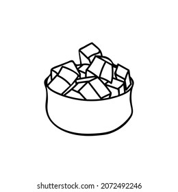 Doodle cube sugar illustration in vector. Hand drawn sugar illustration in vector.