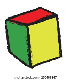 doodle cube vector design element