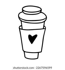 Doodle cup of coffee to go