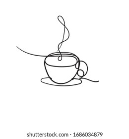 tazón doodle de ilustración de café con estilo de línea continua vectorial aislado