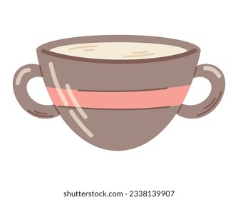 Copa Doodle de té caliente o café, vector aislado ilustración plana.