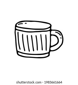 Doodle Cup. Isolated on white background drawing for prints, poster, cute stationery, travel design. Hand-drawn vector. Camping