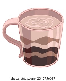 Doodle of cup of latte. Cozy coffee beverage clipart isolated on white background. Vector illustration in cartoon style..