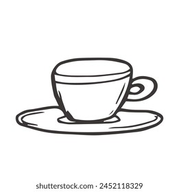 Doodle cup of tea or coffee line sketch