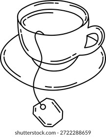 Doodle Una taza de té estilo de contorno