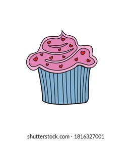 Doodle Cupcake Clip art vector with simple background