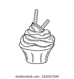 Pastel de Doodle. Esbozo de diseño para la cafetería de menú, bistró, restaurante, cafetería, panadería, etiqueta, afiche, pancarta, volante y embalaje. Ilustración del vector 