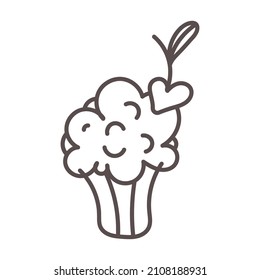 doodle Cupcake with heart for Valentine's Day design.