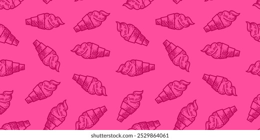 doodle cupcake pattern. doodle ice cream pattern background. Ice cream cone pattern background. Sweet Desserts Pattern background.