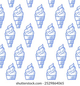 doodle cupcake pattern. doodle ice cream pattern background. Ice cream cone pattern background. Sweet Desserts Pattern background.