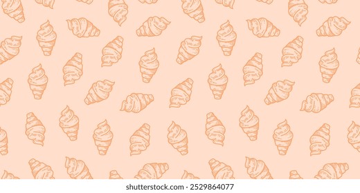 doodle cupcake pattern. doodle ice cream pattern background. Ice cream cone pattern background. Sweet Desserts Pattern background.
