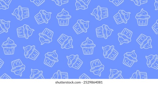 doodle cupcake pattern. doodle ice cream pattern background. Ice cream cone pattern background. Sweet Desserts Pattern background.