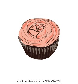 Doodle cupcake in vector