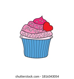 Doodle Cupcake vector illustration with white background