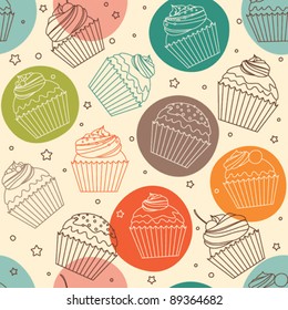 Doodle cupcakes pattern