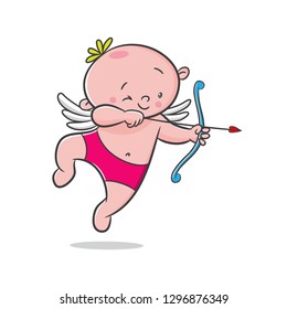 doodle cupid cartoon vector, character design, happy valentine's day