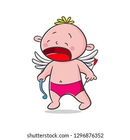 doodle cupid cartoon vector, character design, happy valentine's day