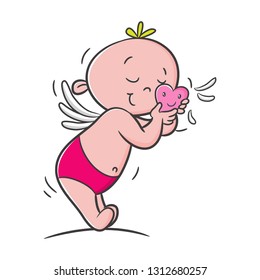 doodle cupid cartoon vector, character design, happy valentine's day