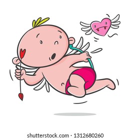doodle cupid cartoon vector, character design, happy valentine's day