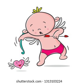 doodle cupid cartoon vector, character design, happy valentine's day