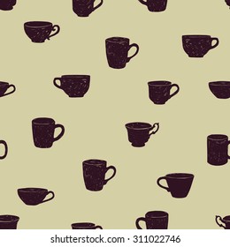 doodle cups seamless pattern