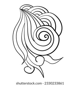 Doodle curl with ornate patterns, Zen coloring page for creativity vector illustration